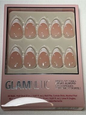 GLAMNETIC French Pearl Short Almond Press-On Nails